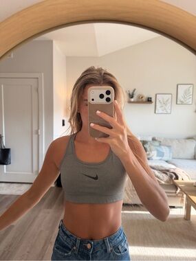 Nike Grey Racerback Crop Sports Bra